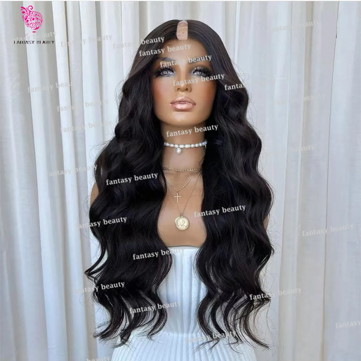 

Long Loose Wave Black V Part Curly wig Human Wave Women wig U Part Human Hair Wig Glueless 100% Peruvian human hair wig Full End