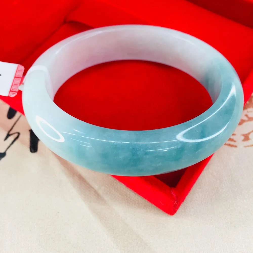Natural High Quality Ice Bottom Blue Water Double Color Female Jade Bracelet Bangles Jewelry Accessories