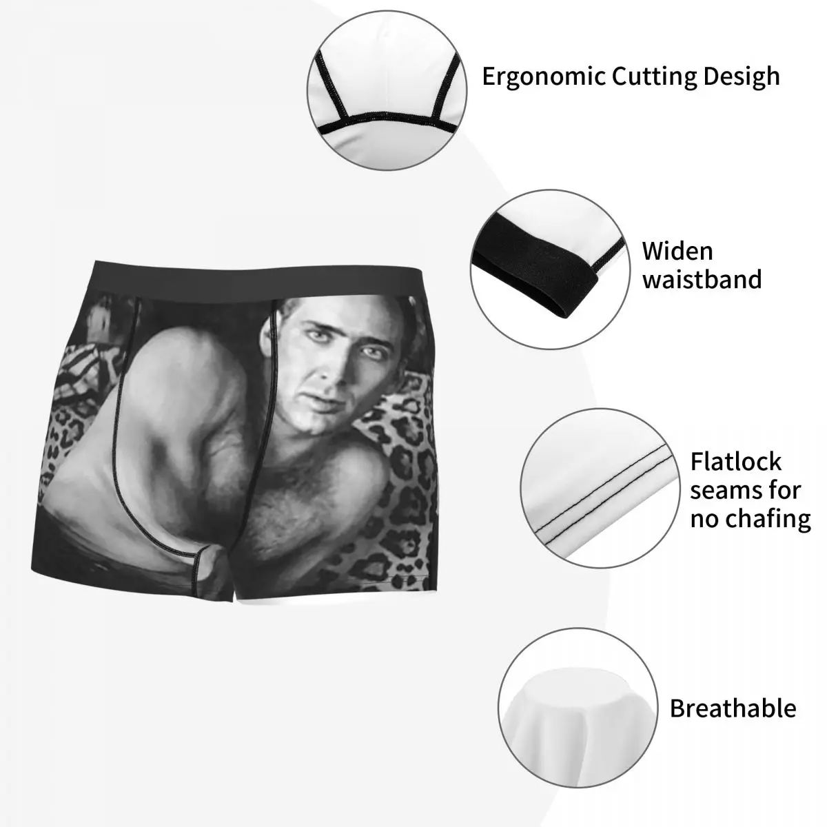 Sexy Nicolas Cage Boxer Shorts For Homme 3D Printed Male Underwear Panties Briefs Stretch Underpants