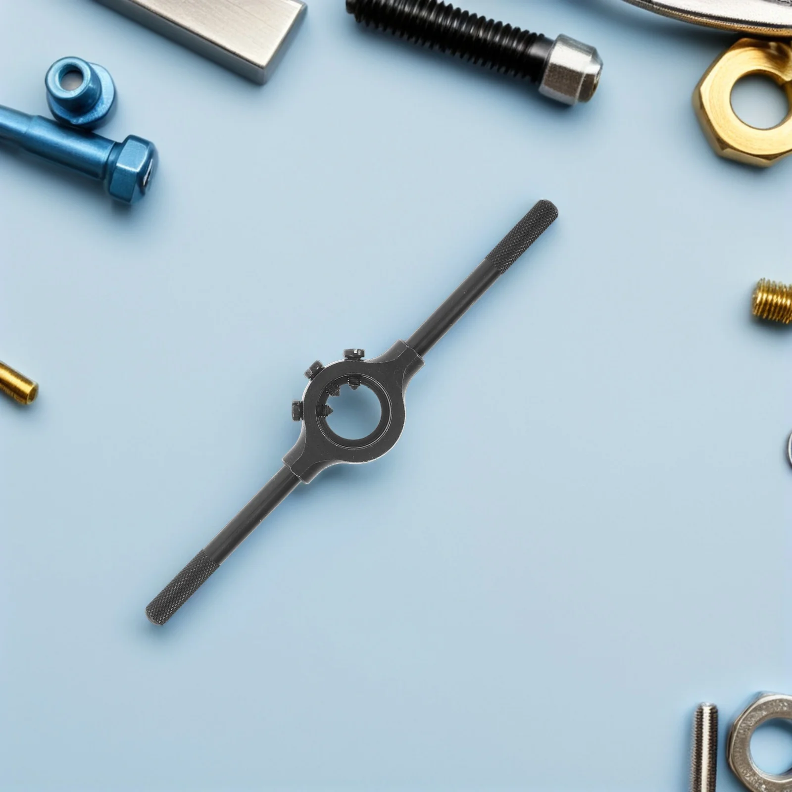 

1pcs Adjustable Die Stock Holder 1Inch Steel Round Die Wrench Heavy Duty Tap Handle For Threading Metal Workshop Repair Tool