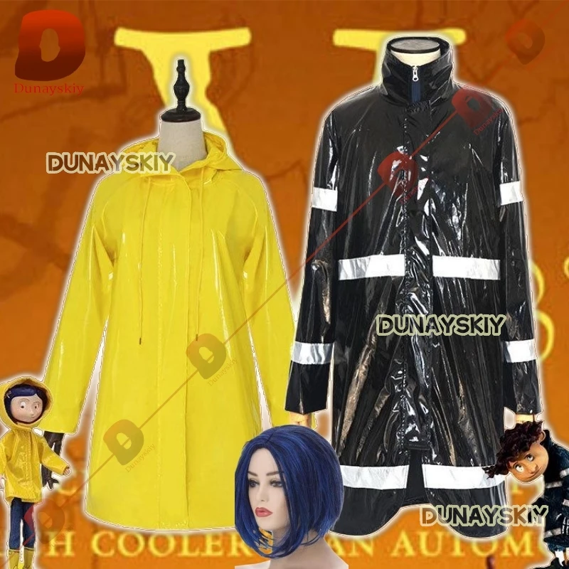 Cartoon Movie Coraline the Secret Door Cosplay Costume Coralin Wybie Lovat Hoodie Dress Jacket Coat Halloween Suit Raincoat Gift