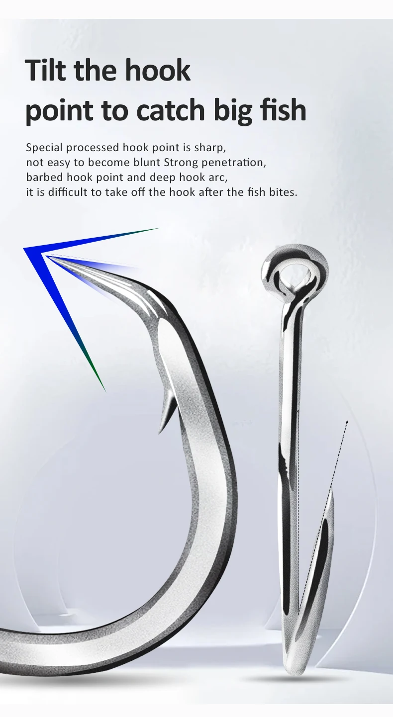 ZYZHE Hochsee-Angelhaken 6~10 Stück/Beutel Hochkarbon-Stahl Tiefsee-Angelhaken Boot-Angelhaken Tackle Thunfisch-Haken – Detail 4