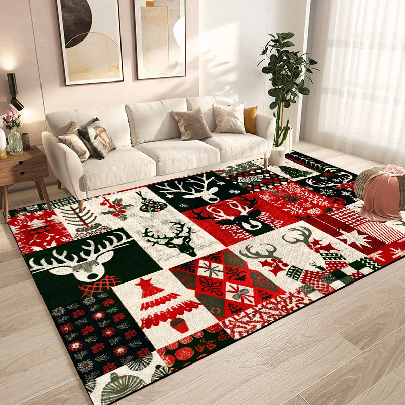 Christmas Tree Snowflake Carpet for Living Room Doormat New Year Red Decoration Home Rug Non-slip Dining Room Decor Floor Mats