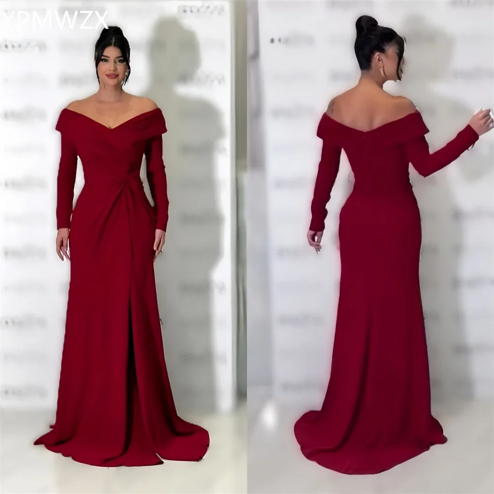 Customized YPMWZX Off-the-shoulder A-line Floor length Skirts Draped Bespoke Occasion Dresses