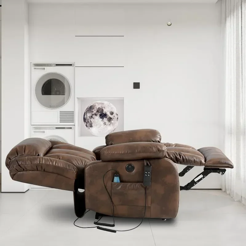 Infinite Position Power Lift Chair Lay Flat Recliner Dual Motor Sleeper Chair with Massage and Heating for Elderly