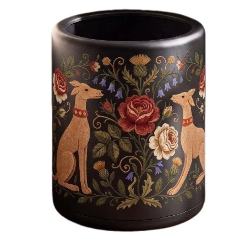 Medieval Palace Style Trash Can, French Retro Large Capacity Waste Bin for Living Room Bathroom Sundry Storage