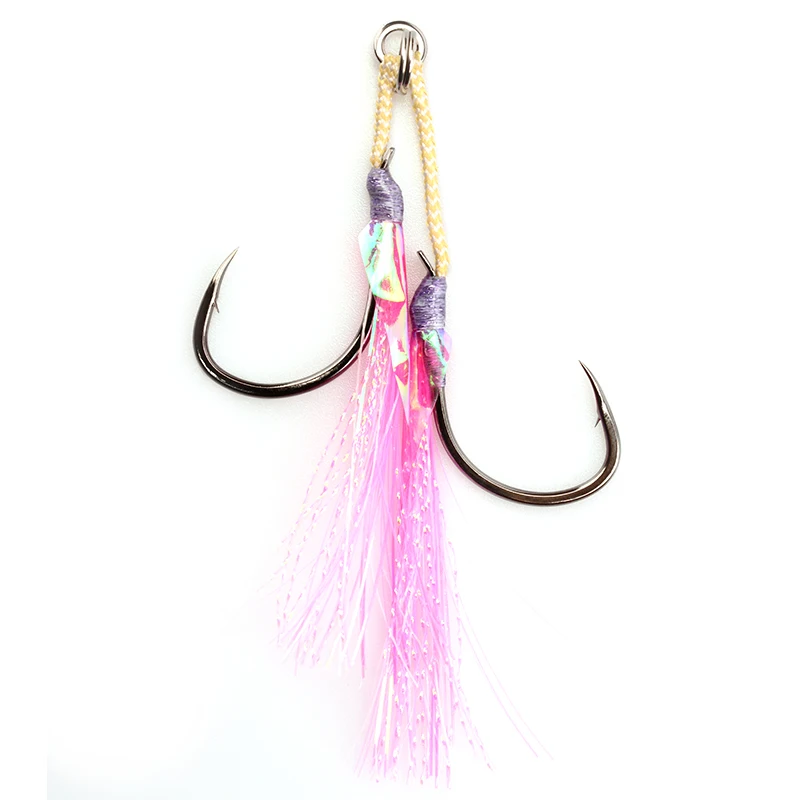 magna tackleSLJT-PTL  assist Hooks Stainless Steel Optopus Rolled In Jigging Assist Fishing Hooks with Glow Tassels