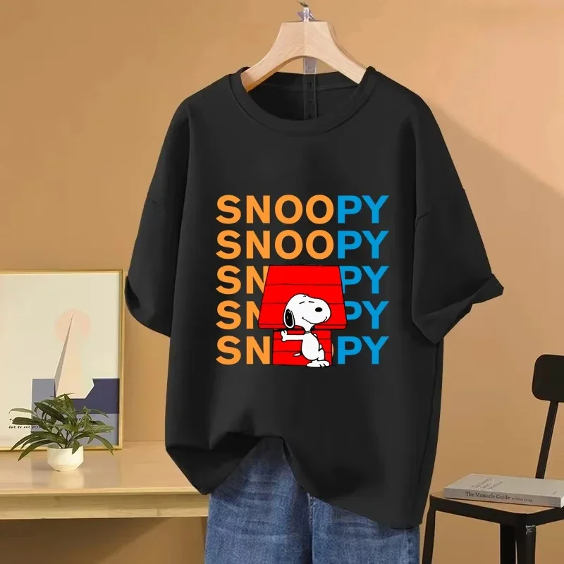Snoopy Cartoon Anime Frauen T-shirt Sommer Kurzarm 100% Baumwolle Männer Frauen T-shirts Tops 2025 Neue Mode Paar Kleidung top