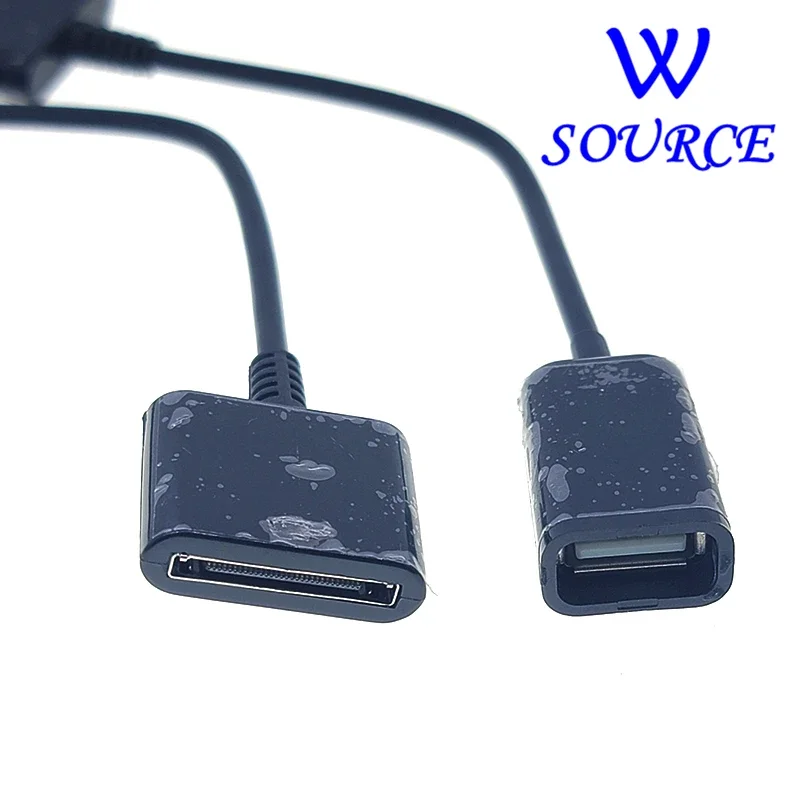 Adapter cable Conversion line Docking 30-pin Female To USB 2.0 Female Data Charge Short Cable Dock 30P Black 15CM