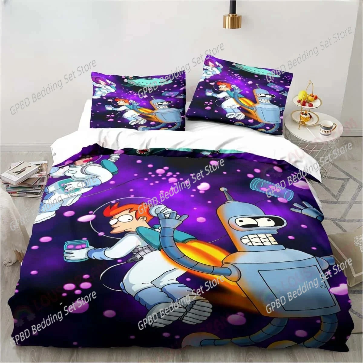 

3D Cartoon Futuramas Bender Poster Bedding Set Sheet King Twin Double Child Bedding Set Mircofiber or Polyester Duvet Cover Set