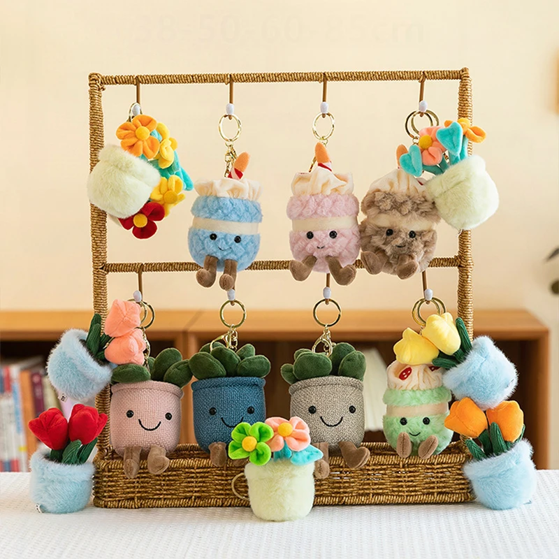 Plush Succulent Tulip Toy Cute Stuffed Plant Hanging Ornament for Kids Birthday Xmas Gift Soft Dolls for Children Girls