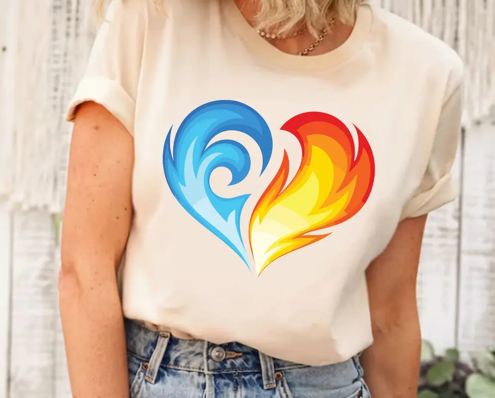 Fire and Water Shirt, Elemental Shirt, Couple Matching Shirt, Lover Shirt, Elemental Couple Shirt