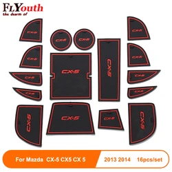 Rubber Mat Door Mat Anti-slip Cup Pad For Mazda CX-5 CX5 CX 5 2013 2014 16pcs Interior Decoration Accessory Gate Slot Pad