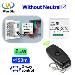 433Mhz inteligentny włącznik światła bezprzewodowa z pojedynczym przewodem pod napięciem, odbiornik RF 220V 110V bez neutralnego nadajnika 50m, do włączania/wyłączania lampy