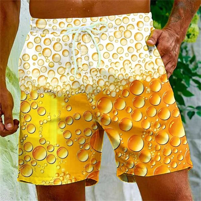 3D Printed Beer Beach Shorts Men Swim Trunks Summer Men Short Pants Men Shorts Women Swimsuit Quivk Drying Trunks Dropshipping