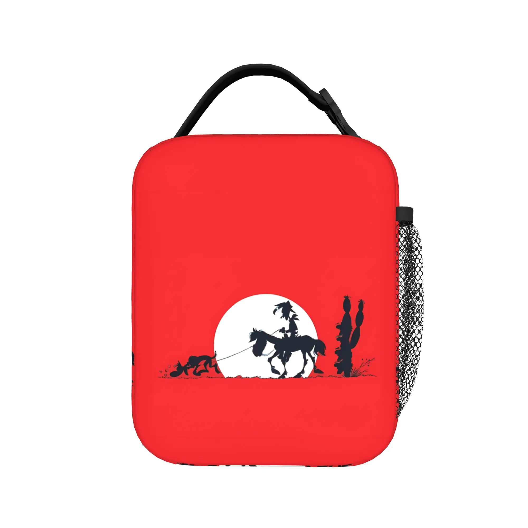 Lucky Luke Cartoon Comics Lunch Bag  Lunch Box Travel Portable Zipper Thermal Lunch Bags For Women Oxford Print Cooler Bag