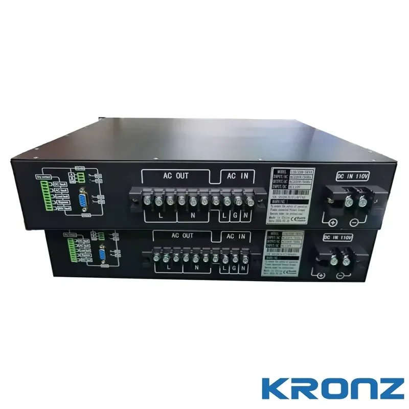 KRONZ 19-Inch Rack-Mounted 5KVA 4000W Pure Sine Wave Inverter 110VDC 220VAC Power Supply with Isolated DC AC Input 50Hz