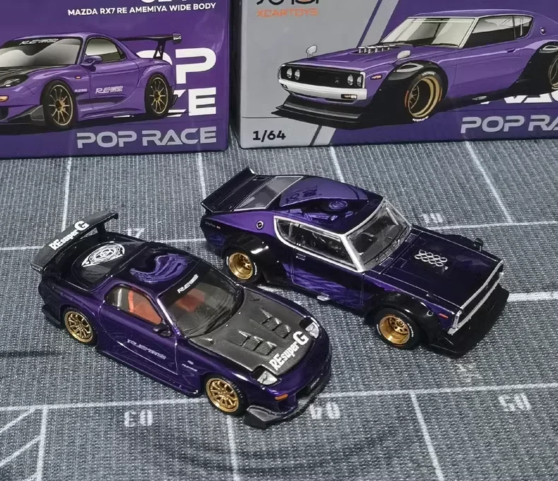 XCARTOYS POP RACE 1/64 SKYLINE GT-R V8 DRIFT (CENMER) MAZDA RX7 RE AMEMIYA WIDE BODY Auto In Lega Pressofuso Modello Bambini Giocattoli Ragazzi