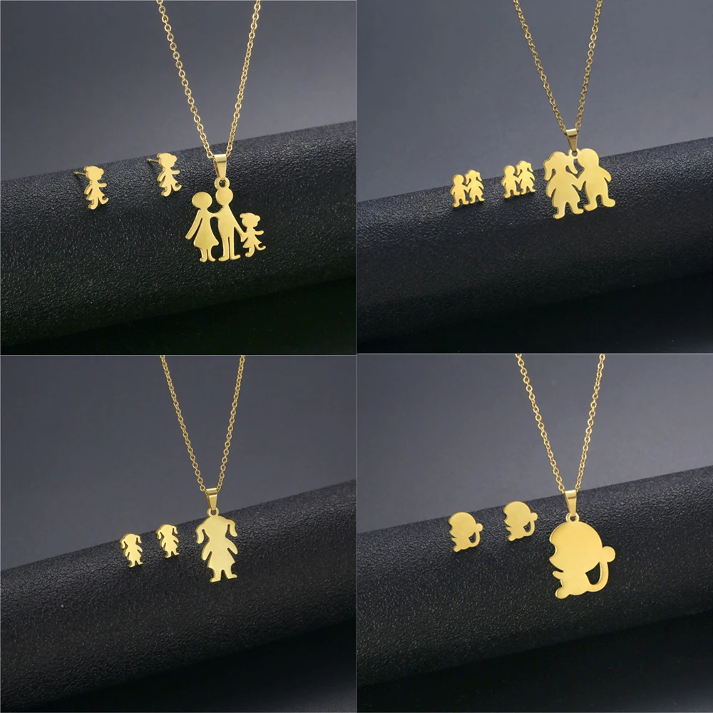 New Family Baby Pregnant Mothers Day Necklace Gift Stainless Steel Father Love Mom Women Girl Daughter Necklaces Jewelry