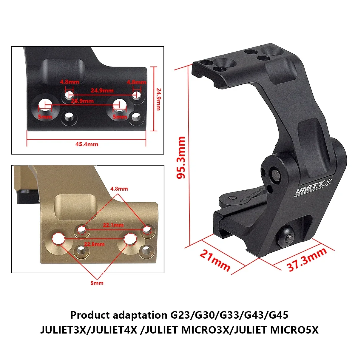 الوحدة التكتيكية سريع جبل FTC 3X 6x المكبر مع رافعة QD 2.26 "الارتفاع البصري G23 G30 G33 G43 G45 نطاق يتصاعد