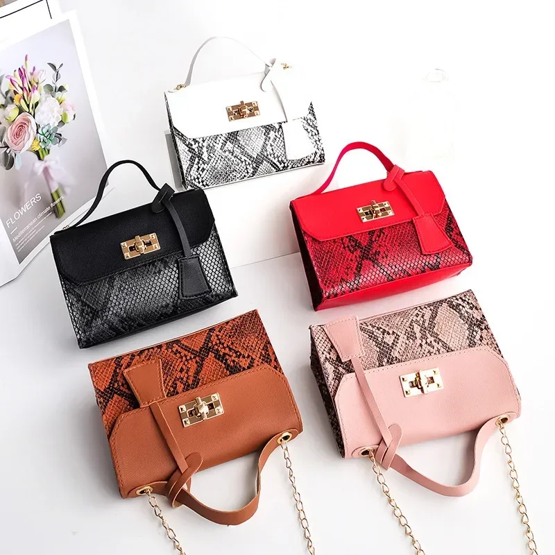 Retro Snake Pattern Women\'s Handheld One Shoulder Crossbody Bag Mobile Phone Bag Korean Fashion Small Square Bag