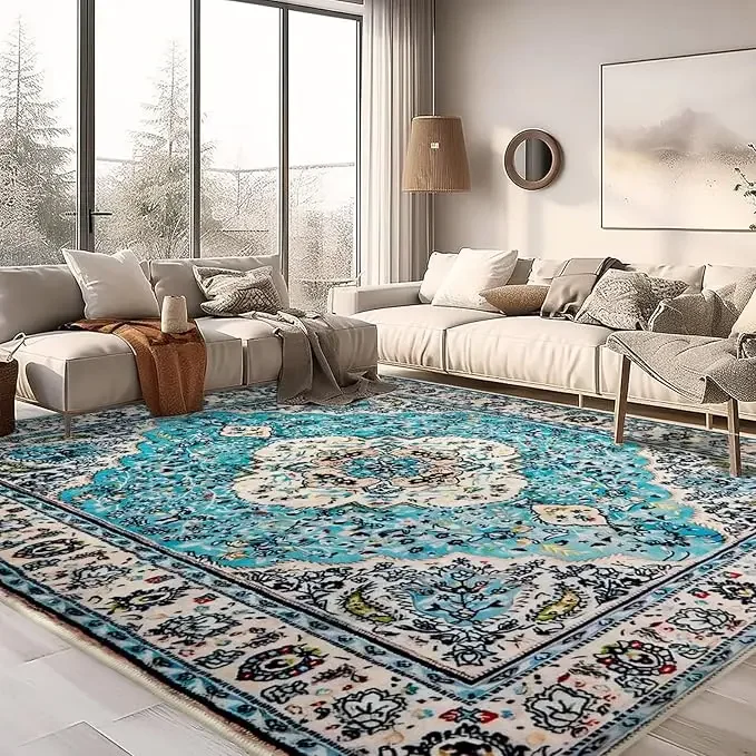 VIKAMA National Style High Class Flannelcarpet Retro Persian Style Living Room Sofa Light Luxury Carpet Covered with Bohemia Rug