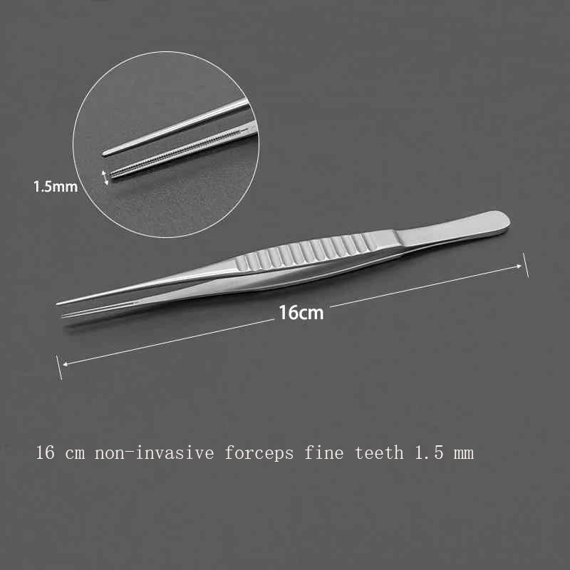 Pinça não invasiva dentes côncavos-convivos pinça cirúrgica cardiovascular microscópica fina coração