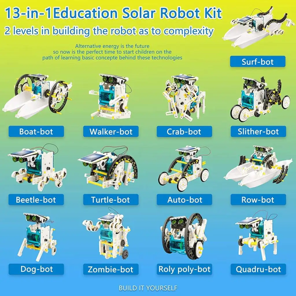 Robot Kit 13 in 1 Educational DIY Assembly Creation Toy Science Solar Powered STEM Building Sets for Children electronic diy kit