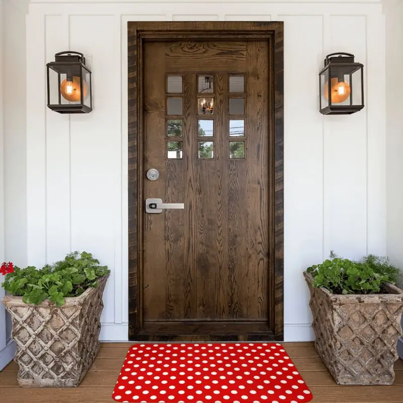 Classic Red And White Polka Dots Doormat Non-Slip Kitchen Welcome Mat Living Room Door Floor Entrance Carpet Rug Footpad