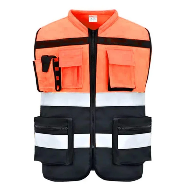 Reflective Safety Vest Bright Color Multi-pocket Traffic Vest Railway Coal Miners Uniform Breathable Reflective Vest