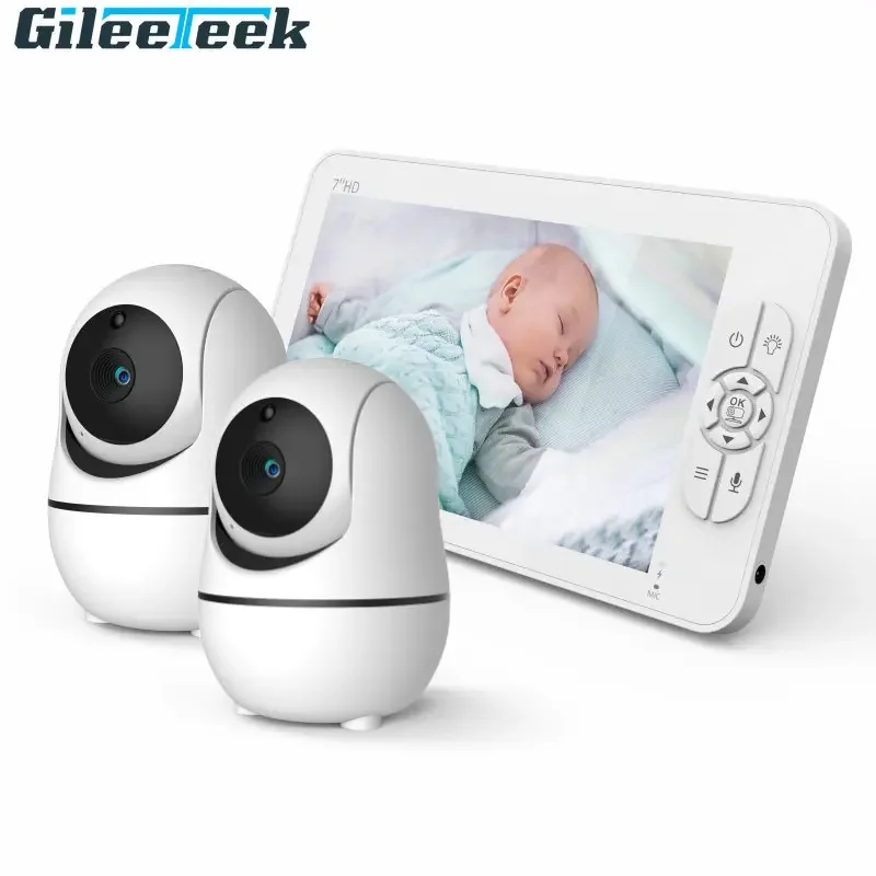 

SM70 Wireless Baby Monitor 7 Inch LCD IR Night Vision 2 Way Talk 8 Lullabies Temperature Monitor 24h Portable Baby Camera