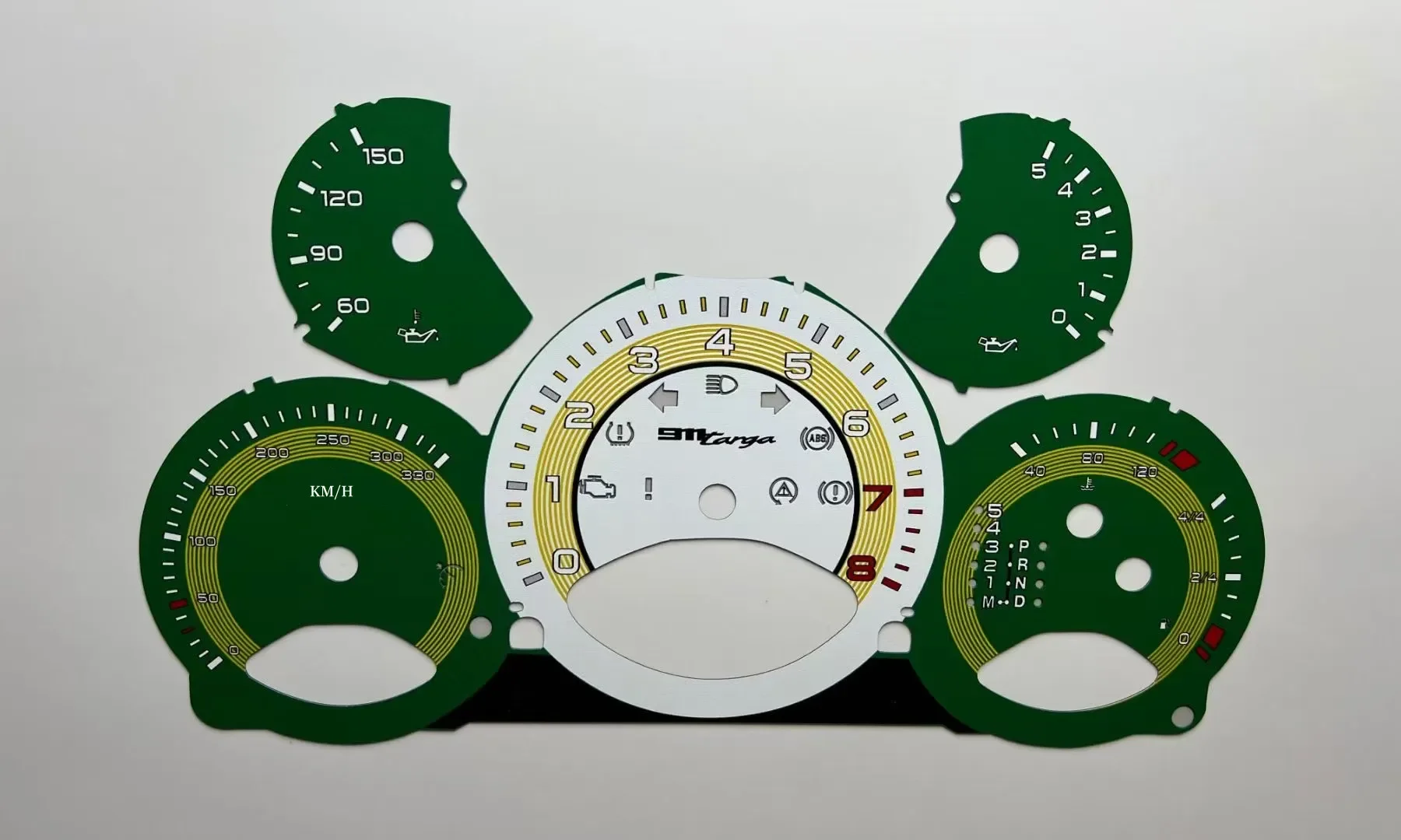 Replacement Counter Dial For Porsche 911 Targa model 997- Converted from MPH to 330km/h Gauge Face Automatic Tiptronic 8000RPM