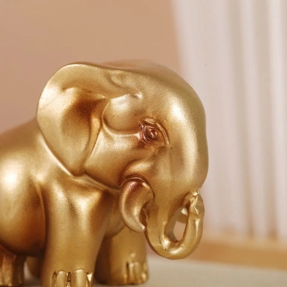 Gold Rhinoceros Elephant Hippos Figurine Cute Resin Crafts Lucky Elephant Figurine Handmade Desktop Animal Ornament