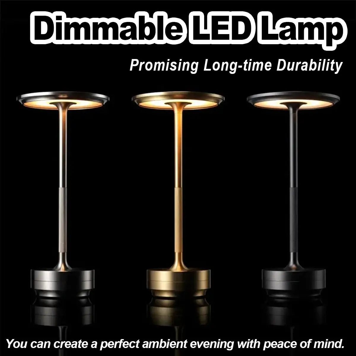 

3 Color Table Lamp Silver Lamps Rechargeable With Touch Control Black And Gold Lantern Dimmable Usb Gold Led Light Room Decorate