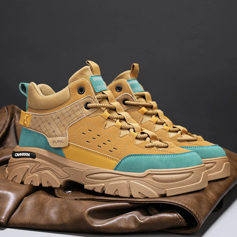 

British Style High-Top Tooling Shoes Men Comfort Platform Men's Motorcycle Shoes Outdoor Non-slip Casual Boots Man Ankle Boots