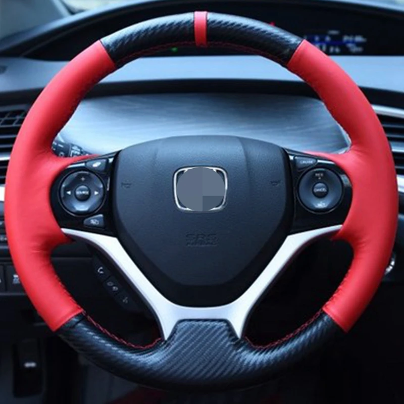 Customize DIY Genuine Leather Car Accessories Steering Wheel Cover For Honda Civic Civic 9 2012 2013 2014 2015 Car Interior