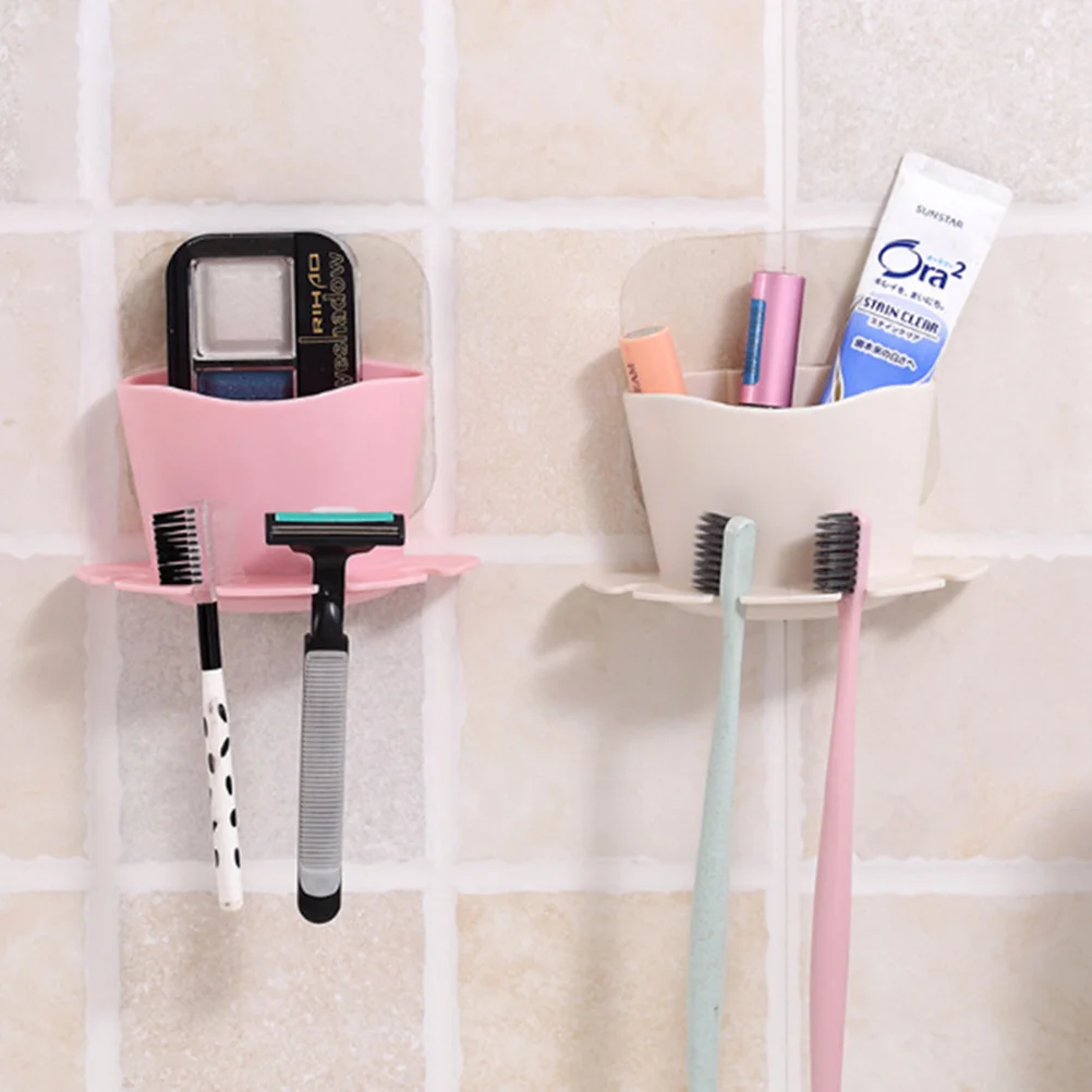 Wall-mounted Toothbrush Holder Shaver Organizer Toothpaste Bathroom Razor No Punching