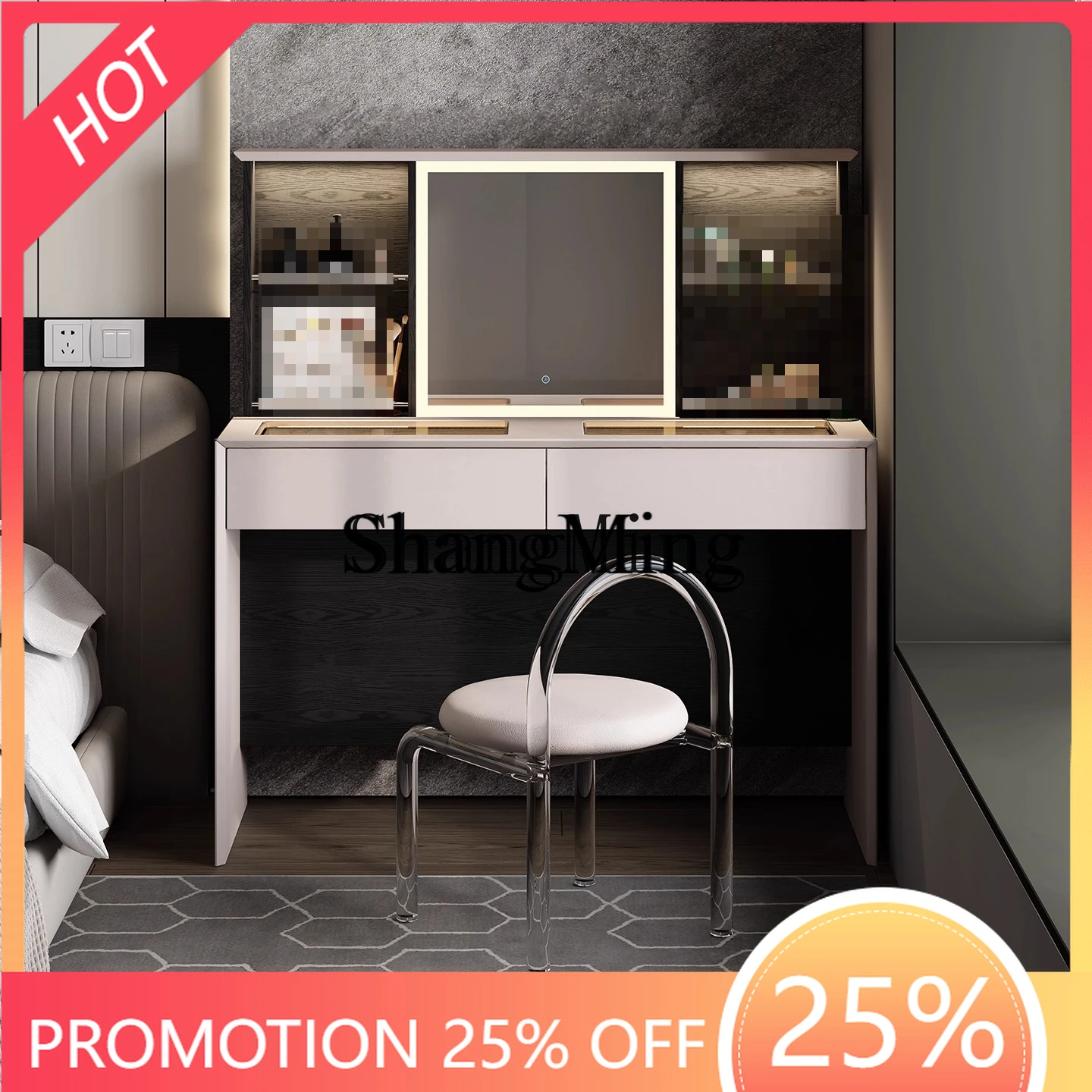 

FGgood-looking minimalist electric intelligent lifting dresser light luxury solid wood small desk high paper makeup table