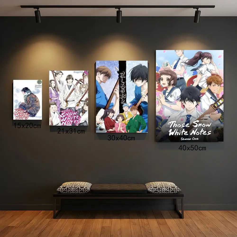 anime T-Those Snow White Notes-S Painting Calligraphy Elegant Botanical Decor for Living Room Modern Interior Design