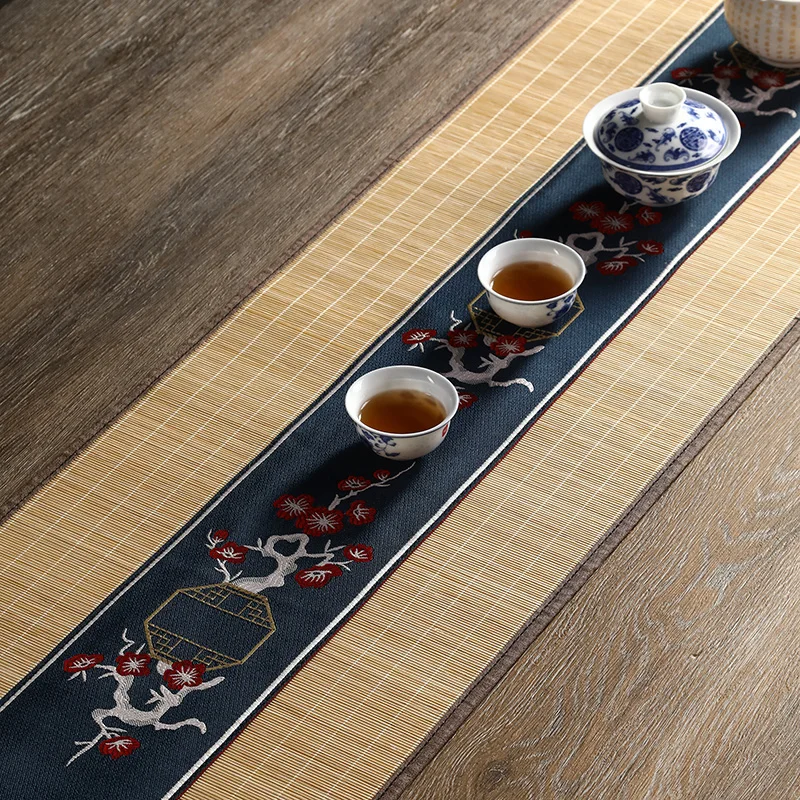 Tea mat, bamboo thread tea set accessories table flag mat tablecloth tea flag Zen Chinese ceremony plate mat