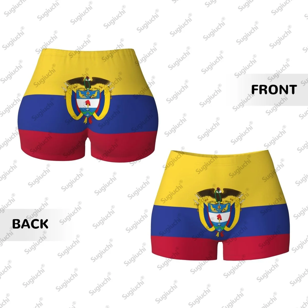2026 Shorts de ioga com bandeira da Colômbia para mulheres, treino, levantamento de bunda, cintura alta, academia, corrida, calças curtas