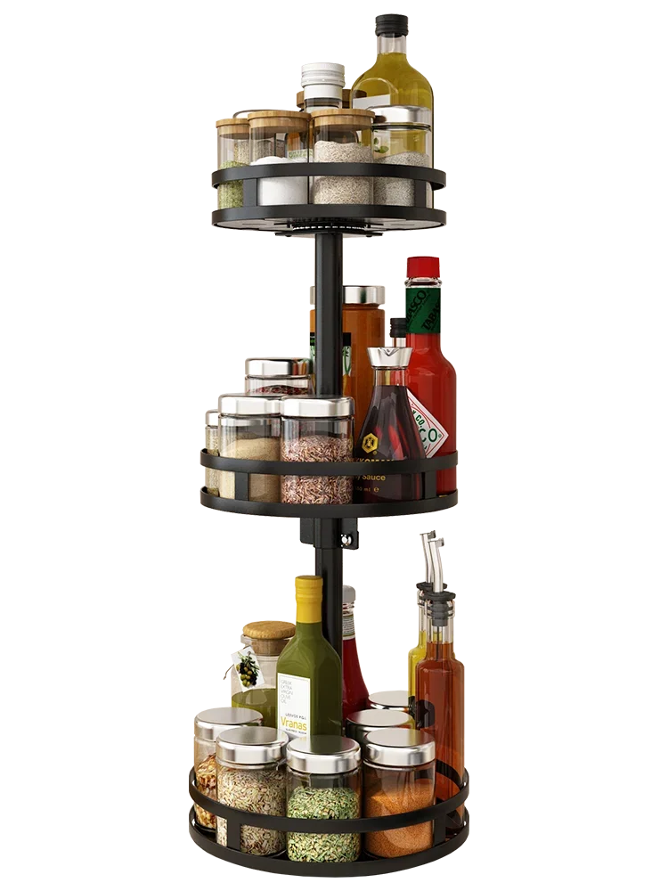 Kitchen seasoning rack, seasoning rack, countertop rotating seasoning, oil, salt, sauce and vinegar seasoning, corner storage