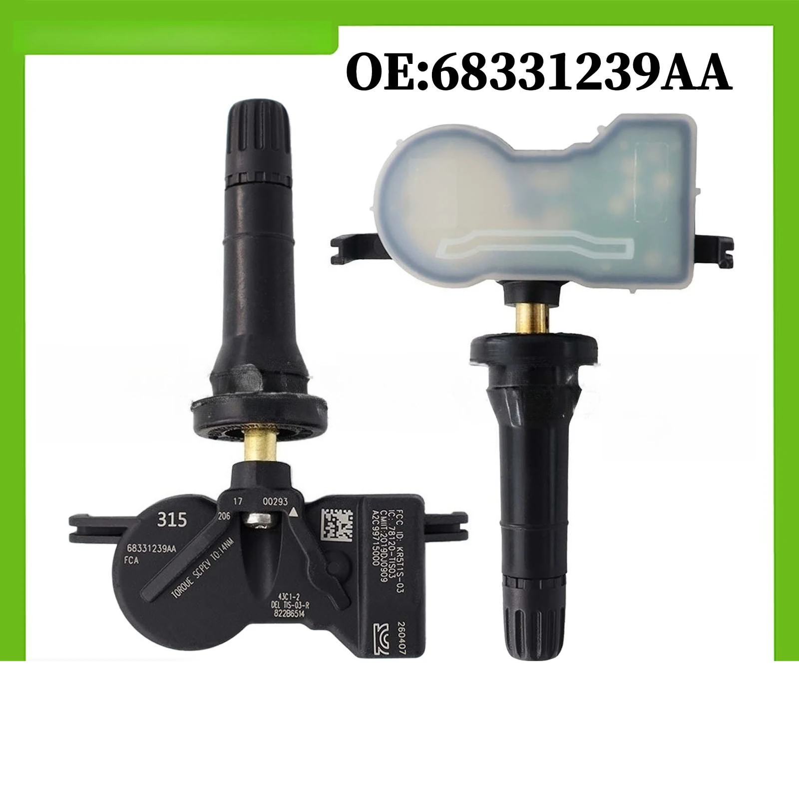 

68331239AA 4pcs Tire Pressure Sensor for 2018 Jeep Renegade 2015 2016 2017 2018 315MHz
