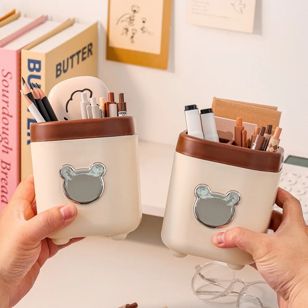 New Cute Bear Pen Holder Multifunctional Large Capacity Desktop Storage Box Pen Container Gift