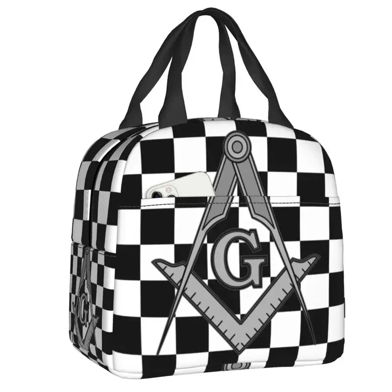 Freemason Square and Compass Masonic Thermal Insulated Lunch Bag Mason Resuable Lunch Container for Outdoor Camping Food Box