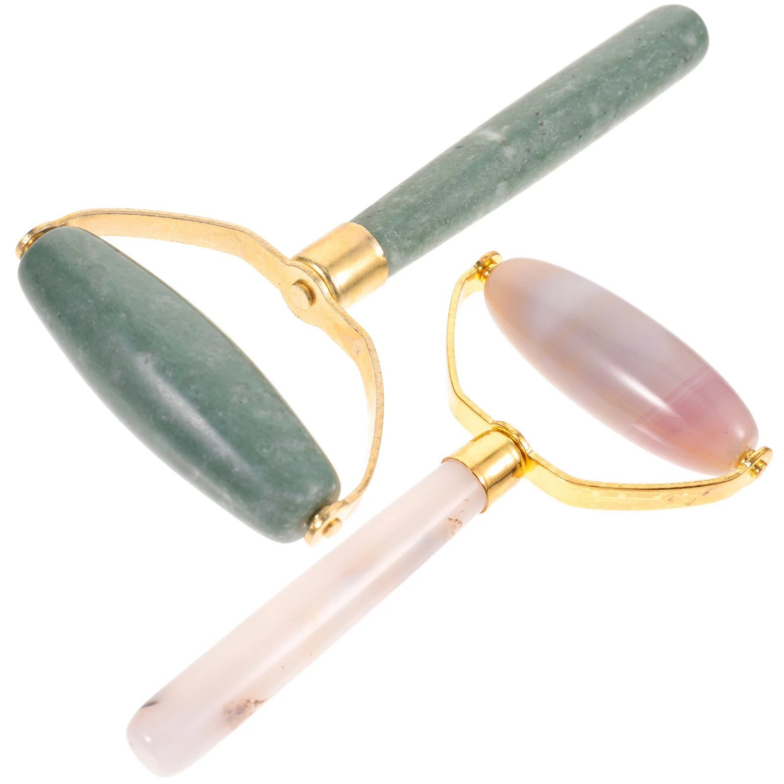 Rodillos faciales de Jade, herramienta de masaje, rodillo para el cuidado de la piel, masajeador Facial, Spa relajante portátil, rodillo para el cuidado de la piel, 2 uds.