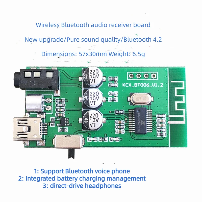 

Wireless Bluetooth Audio Receiver Board Module 4.2 Circuit Receiver Board Stereo High Quality Audio Output