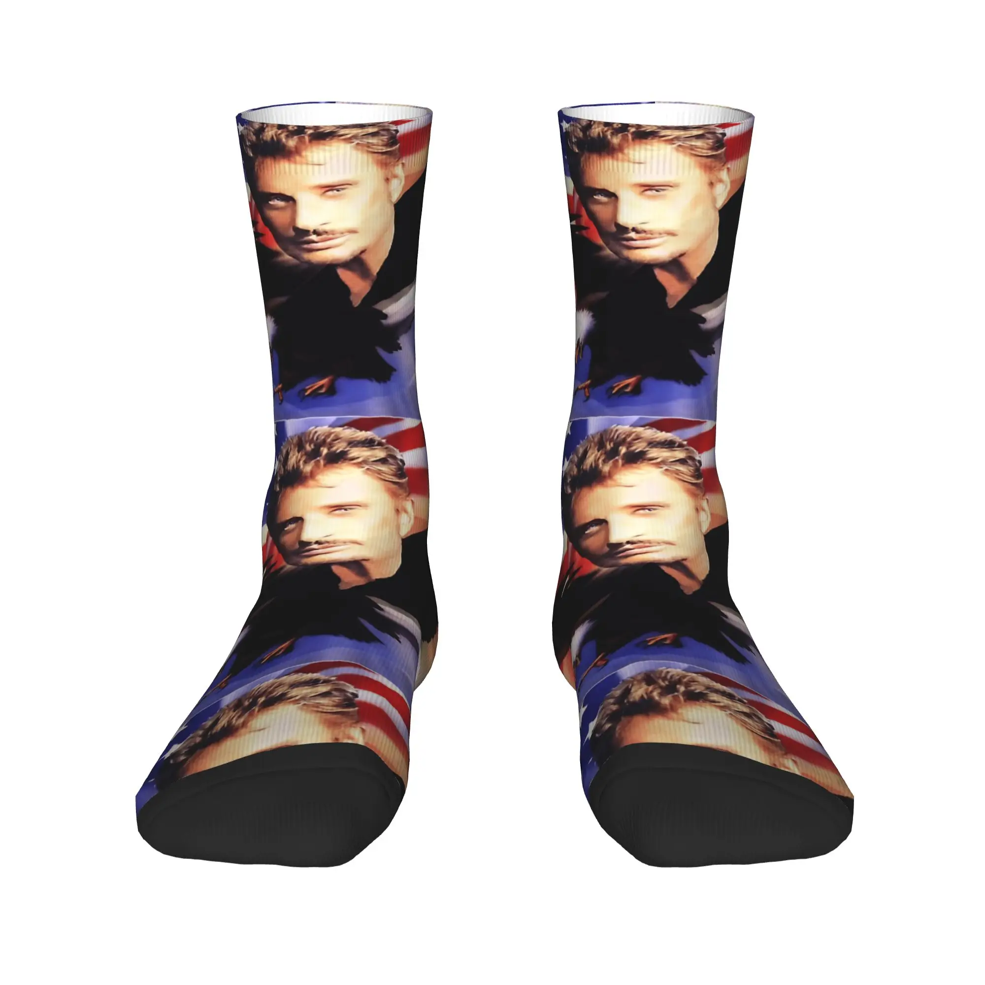 Johnny Hallyday  Socks Autumn  Stockings Retro Men Soft Breathable Socks Custom Climbing Anti Sweat Socks