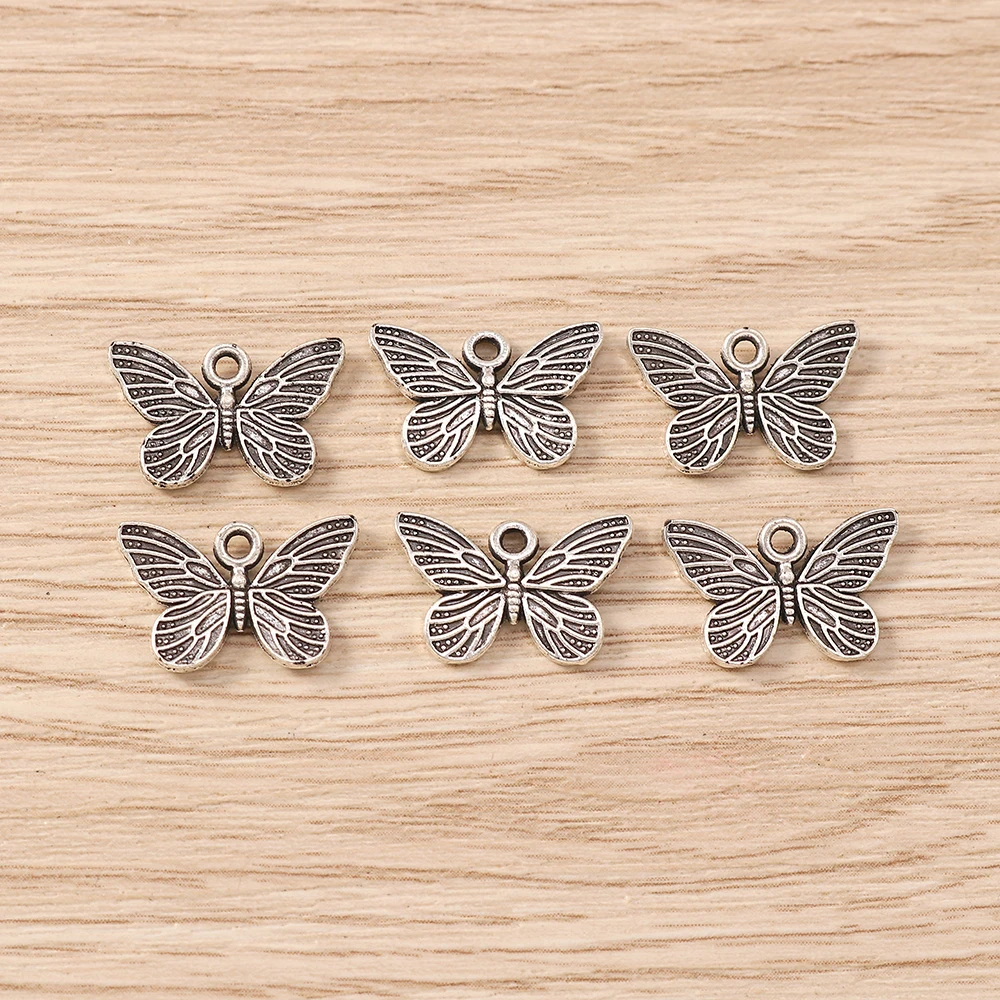 Tusember 30 Stück 10*16mm Charms aus Metalllegierung, Schmetterlingsanhänger für DIY, antiksilberfarben, für Ohrringe, Halsketten, Schmuckherstellung, Bastelzubehör. – Detail 6