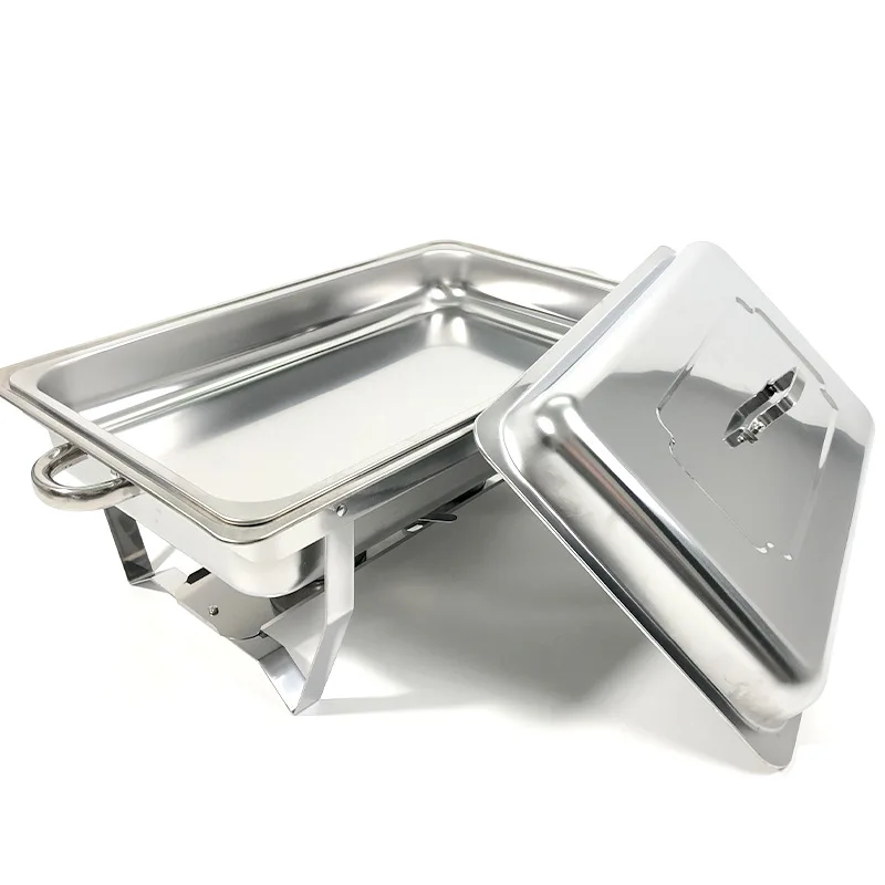 Stainless Steel Buffet Stove Square Detachable Dish Food Warmer Serving Dish Hot Pot Small Chafing Dish Hotel Wedding Chafing